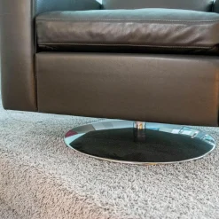 Sessel Serge Leder Anthrazit Grau Tellerfuß Chrom