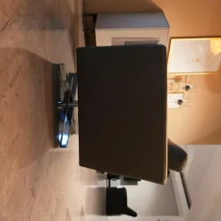 Sessel Serge S1mLK Bezug Leder Unit Schlamm Braun Kreuzfuß Drehbar Verchromt Glänzend