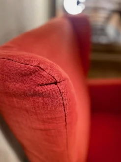 Sessel Sergio Stoff Chenille Terracotta Rot Inklusive Hocker