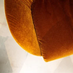 Sessel Shar Pei Stoff F Genua Kupfer Orange Braun Metallfuß Schwarz Inklusive Hocker