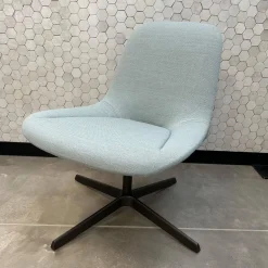 Sessel Sheru 346 Stoff Fiord 2 0821 Blau Grau Gestell 4 Fuß Kreuz Bronze Schwarz Matt Pulverbeschichtet