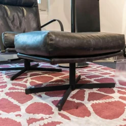 Sessel Si Gin Leder Rancho Schwarz Drehkreuz Samtlack Schwarz Mit Hocker