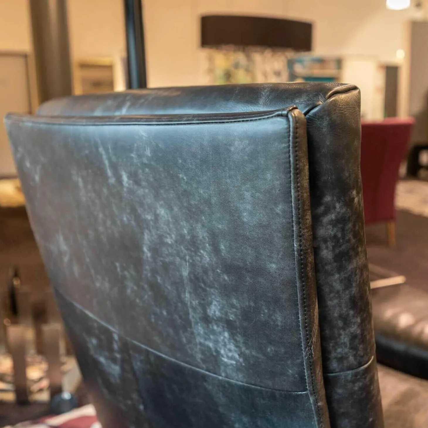 Sessel Si Gin Leder Rancho Schwarz Drehkreuz Samtlack Schwarz Mit Hocker