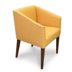 Sessel Smilla Stoff Steelcut Quartett Gelb Fuß Nussbaum