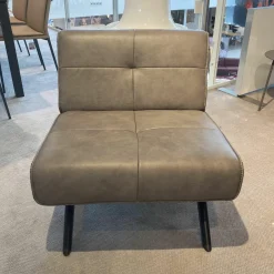 Sessel Square Leder Eleganza Fango Beige Stoff Statement Rose Gestell Buche Schwarz Lackiert