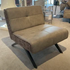 Sessel Square Leder Eleganza Fango Beige Stoff Statement Rose Gestell Buche Schwarz Lackiert