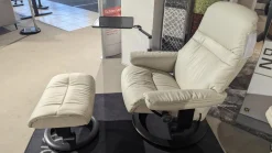 Sessel Sunrise M Leder Paloma Light Grey Grau Gestell Classic Wenge Schwarz Mit Hocker