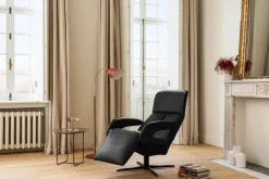 Sessel Symphony Mono Move Medi Leder Celia Nero Schwarz 4 Stern Fuß Gewellt Lackiert Schwarz