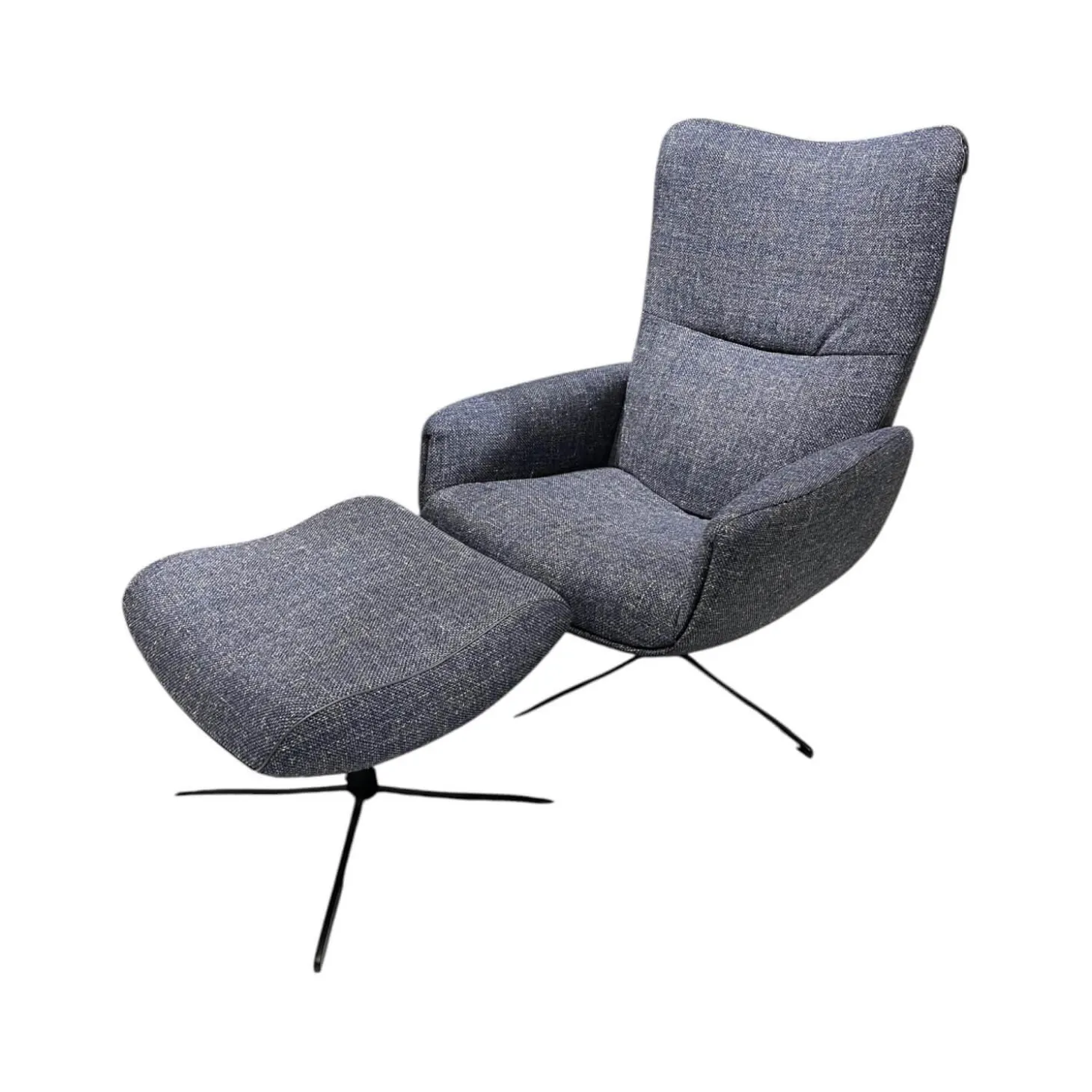 Sessel Time Out Stoff Siena 12 Grau 4 Stern Fuß Metall Schwarz Lackiert Inklusive Hocker