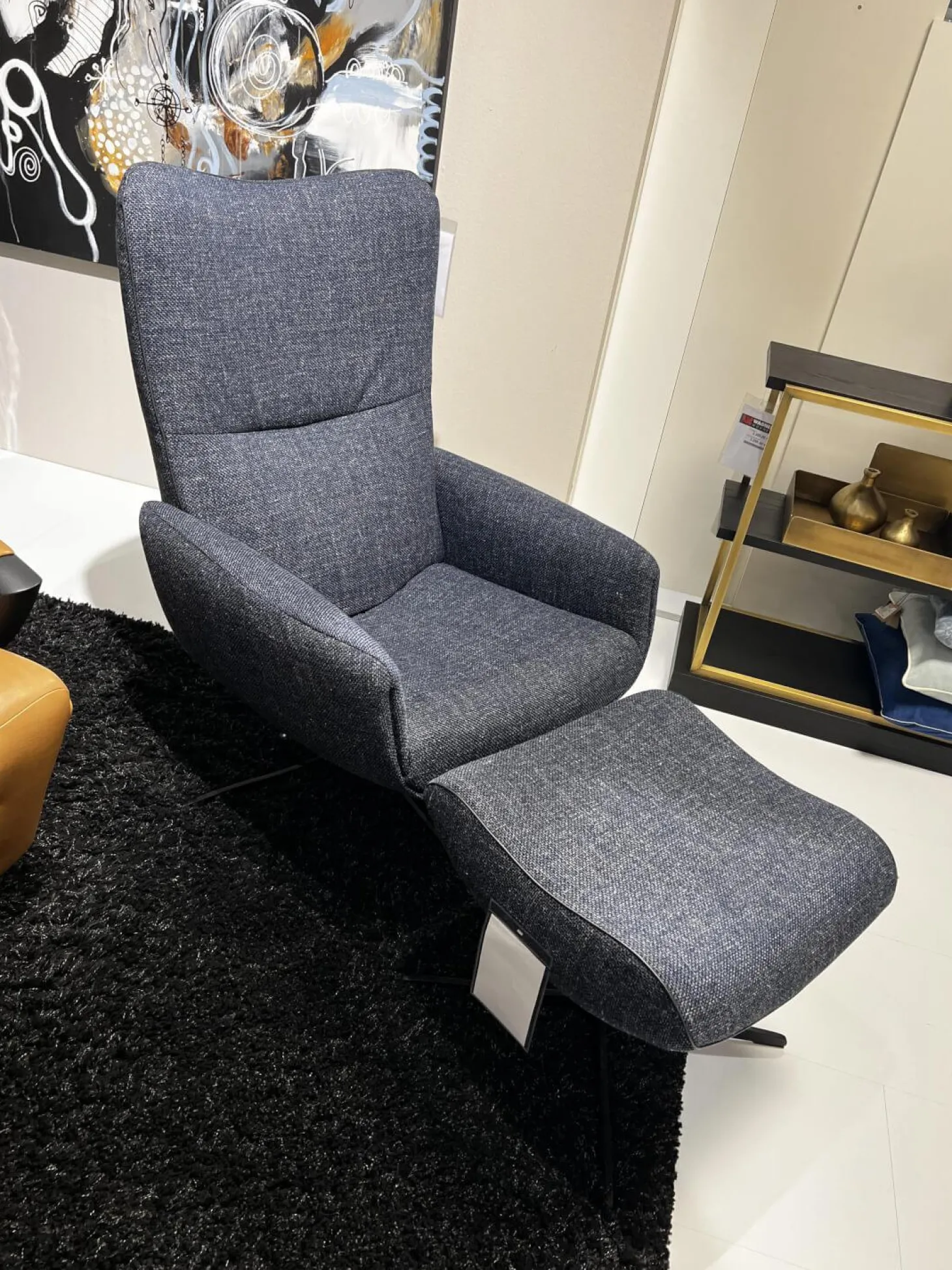 Sessel Time Out Stoff Siena 12 Grau 4 Stern Fuß Metall Schwarz Lackiert Inklusive Hocker