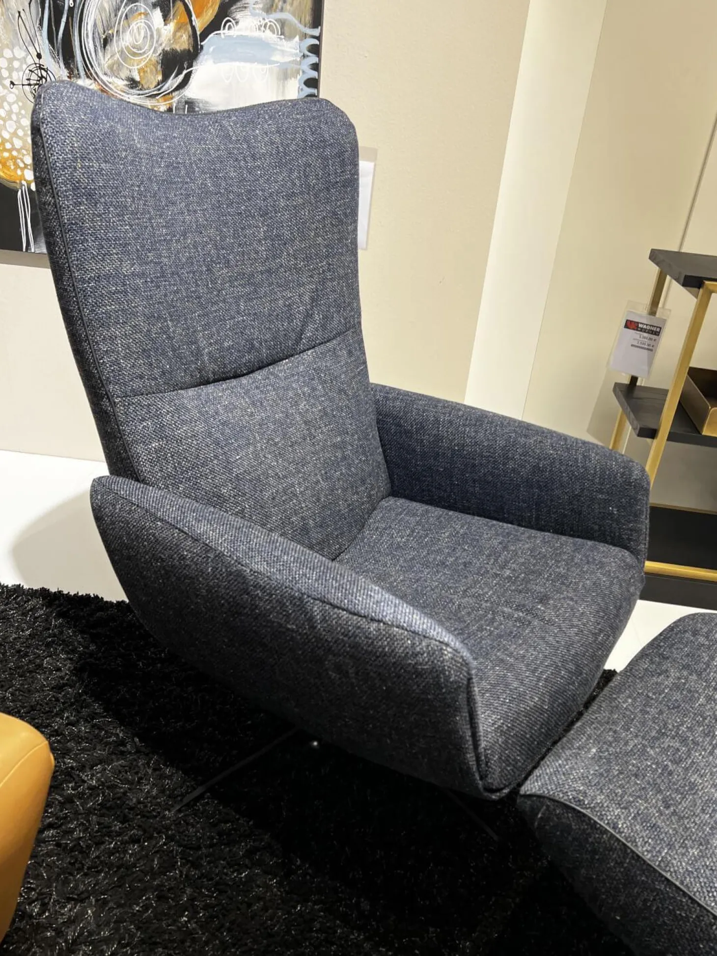 Sessel Time Out Stoff Siena 12 Grau 4 Stern Fuß Metall Schwarz Lackiert Inklusive Hocker