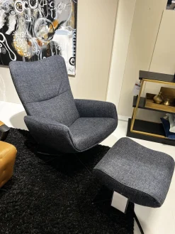 Sessel Time Out Stoff Siena 12 Grau 4 Stern Fuß Metall Schwarz Lackiert Inklusive Hocker