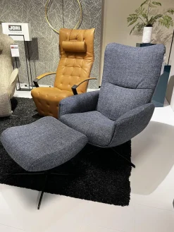 Sessel Time Out Stoff Siena 12 Grau 4 Stern Fuß Metall Schwarz Lackiert Inklusive Hocker