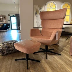 Sessel Turtle Stoff Velvety 1456 32 Peach Rosa Drehgestell Schwarz Lackiert Mit Hocker Und Verstellbarer Lehne