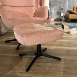 Sessel Turtle Stoff Velvety 1456 32 Peach Rosa Drehgestell Schwarz Lackiert Mit Hocker Und Verstellbarer Lehne