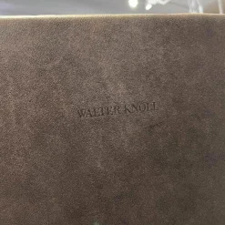 Sessel Und Hocker Healey Lounge Leder Vintage mit Hocker 1410 Cigar 4-Fuss Kreuzgestell Alu Matt Bro