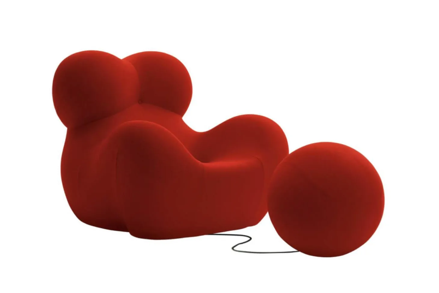 Sessel UP 2000 Stoff Jersey Soara Rot Metallbasis Unterseite Kernleder Mit Hocker