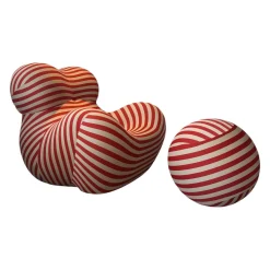 Sessel Up 2000 Stoff Soara 06 Gestreift Orange Beige Inklusive Hocker Ball