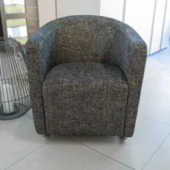 Sessel Vigo Stoff Quinto Grau Edelstahlkufe Poliert