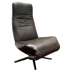 Sessel Viola Bezug Leder Granada Graphit 2 Grau Flaches Kreuzgestell Schwarz Motorisiert