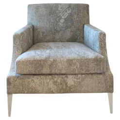 Sessel Voltige Stoff Weiß Grau Gemustert Füße Metall Weiß Lackiert