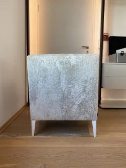 Sessel Voltige Stoff Weiß Grau Gemustert Füße Metall Weiß Lackiert