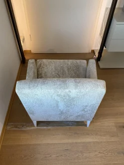 Sessel Voltige Stoff Weiß Grau Gemustert Füße Metall Weiß Lackiert