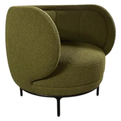 Sessel Vuelta Fauteuil 80 Stoff Elle Olivgrün Grün Füße Metall Pulverbeschichtet Bronze Schwarz