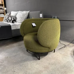 Sessel Vuelta Fauteuil 80 Stoff Elle Olivgrün Grün Füße Metall Pulverbeschichtet Bronze Schwarz