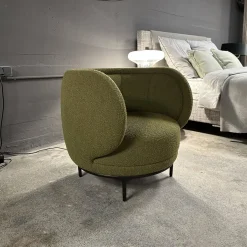 Sessel Vuelta Fauteuil 80 Stoff Elle Olivgrün Grün Füße Metall Pulverbeschichtet Bronze Schwarz