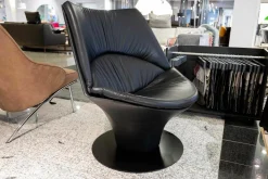 Sessel W100 Limited Edition Anilinleder Schwarz L 720010 Fuß Tellerscheibe Edelstahl Schwarz Drehbar