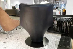 Sessel W100 Limited Edition Anilinleder Schwarz L 720010 Fuß Tellerscheibe Edelstahl Schwarz Drehbar