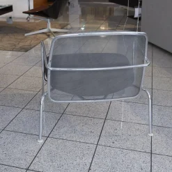 Sessel Web Stoff Serra Anthrazit Rücken Netz Grau Gestell Chrom