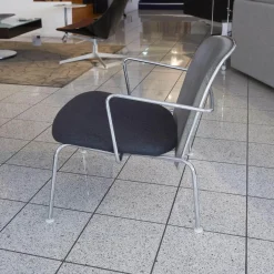 Sessel Web Stoff Serra Anthrazit Rücken Netz Grau Gestell Chrom