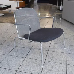 Sessel Web Stoff Serra Anthrazit Rücken Netz Grau Gestell Chrom