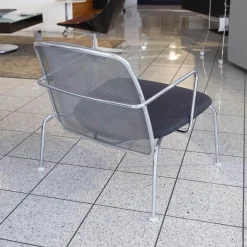 Sessel Web Stoff Serra Anthrazit Rücken Netz Grau Gestell Chrom