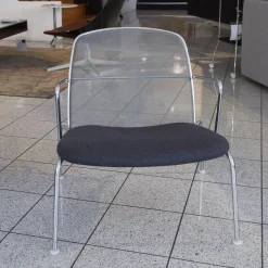 Sessel Web Stoff Serra Anthrazit Rücken Netz Grau Gestell Chrom