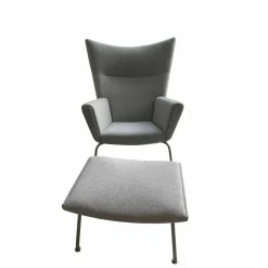 Sessel Wingchair Stoff Divina Melange 2 Col 120 Gestell Edelstahlmit Hocker