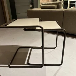 Set Beistelltische B97 Gestell TS 8005 Lackiert Schokobraun Braun Platte Decklack TS 3005 Warmgrau Grau