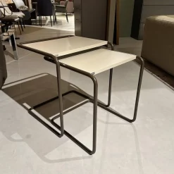 Set Beistelltische B97 Gestell TS 8005 Lackiert Schokobraun Braun Platte Decklack TS 3005 Warmgrau Grau