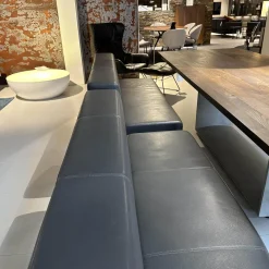 Set Eckbank K122 Steel LEder Montana in 1241 Graphit Gestell Edelstahl