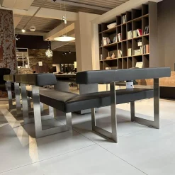 Set Eckbank K122 Steel LEder Montana in 1241 Graphit Gestell Edelstahl