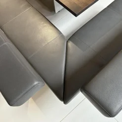 Set Eckbank K122 Steel LEder Montana in 1241 Graphit Gestell Edelstahl