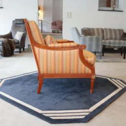 Sichtholzsessel Lafayette 756 Stoff Gelb Orange Rot Gestell Kirschbaum