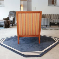 Sichtholzsessel Lafayette 756 Stoff Gelb Orange Rot Gestell Kirschbaum