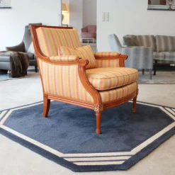 Sichtholzsessel Lafayette 756 Stoff Gelb Orange Rot Gestell Kirschbaum