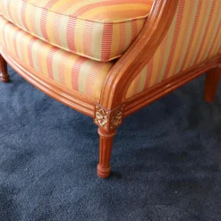 Sichtholzsessel Lafayette 756 Stoff Gelb Orange Rot Gestell Kirschbaum