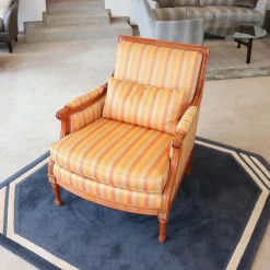 Sichtholzsessel Lafayette 756 Stoff Gelb Orange Rot Gestell Kirschbaum