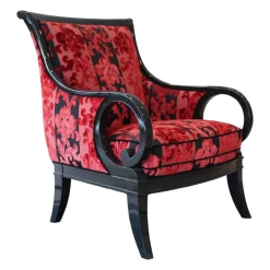 Sichtholzsessel Paris 309 Sonderstoff Jab Anstotz Rot Schwarz Gestell Schwarz