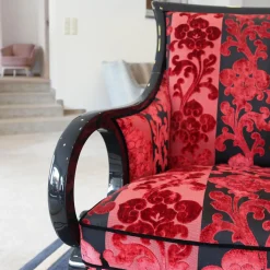 Sichtholzsessel Paris 309 Sonderstoff Jab Anstotz Rot Schwarz Gestell Schwarz